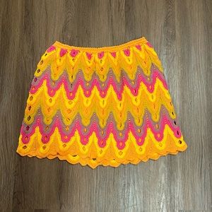 Free People Heat of the Moment Crochet Colorful Mini Skirt